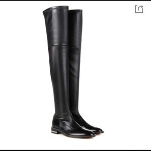 Givenchy women’s chain trimmed stretch leather over the knee boots.